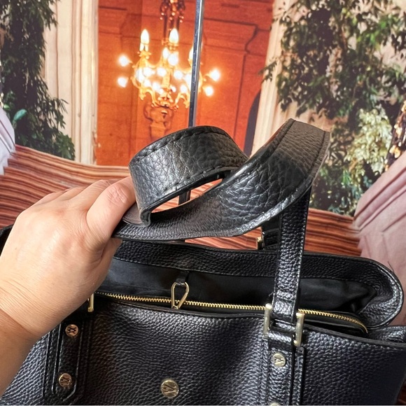 Travanti Large Black Faux Leather Tote Commuter Bag, gold hardware, 15x12x6 - Picture 6 of 15